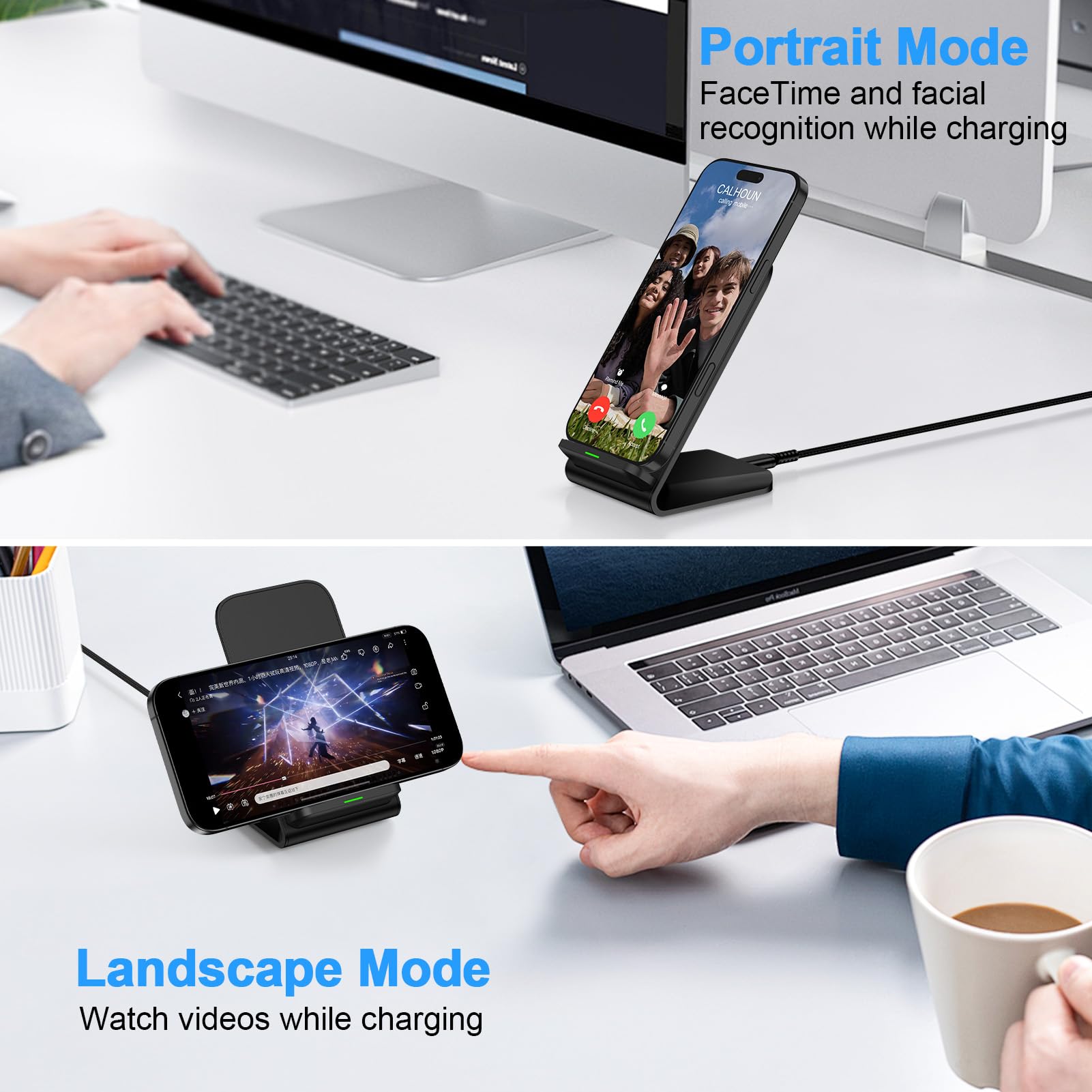 Radidi Samsung S25 wireless charger stand, LED indicator detail for status at a glance
