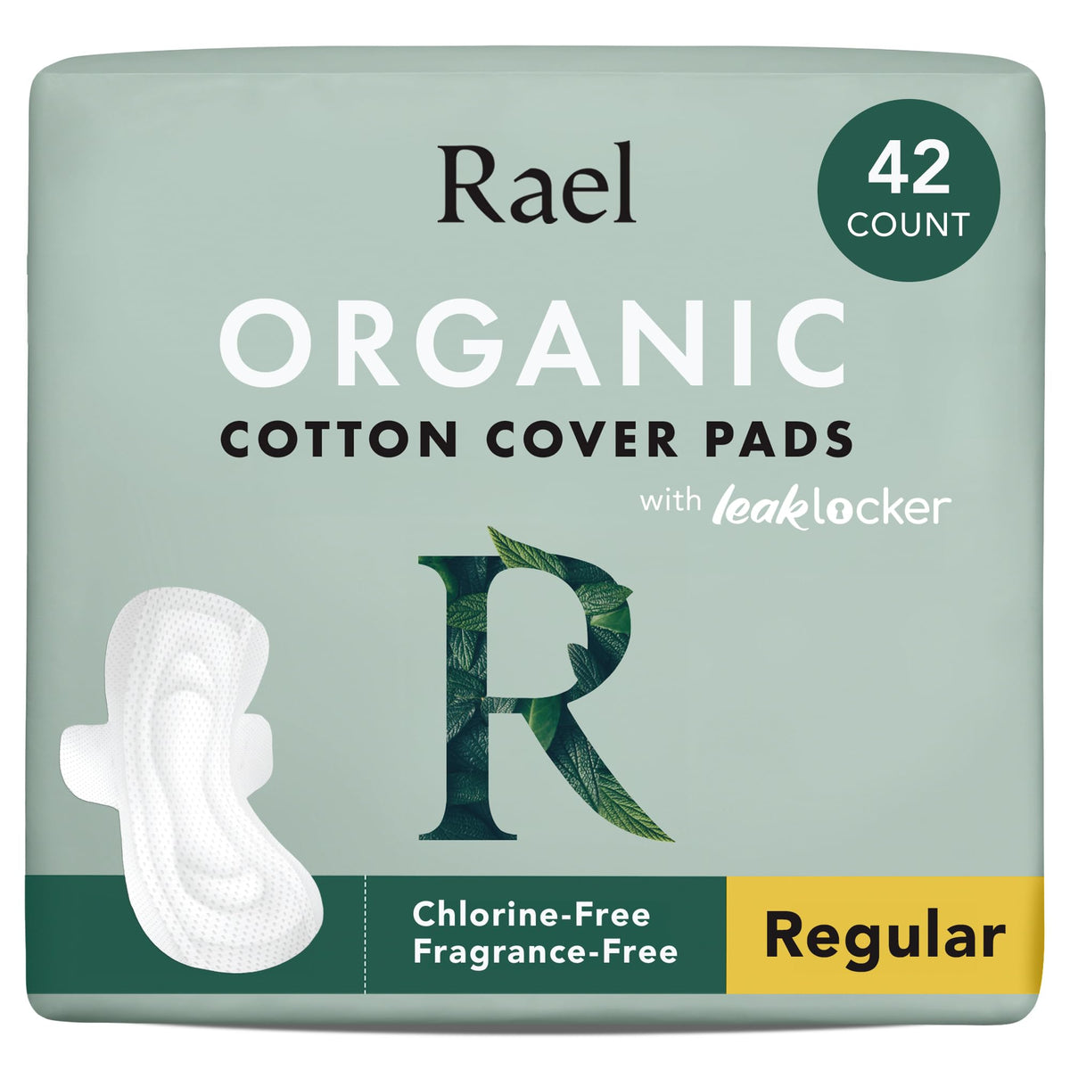 Rael pads with organic cotton cover provide breathable comfort for all-day wear.
