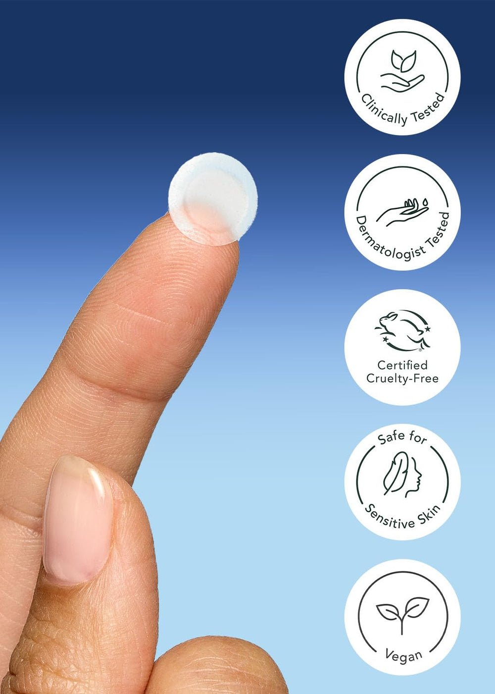 Rael pimple patches for night use shown with skin-friendly, breathable material.