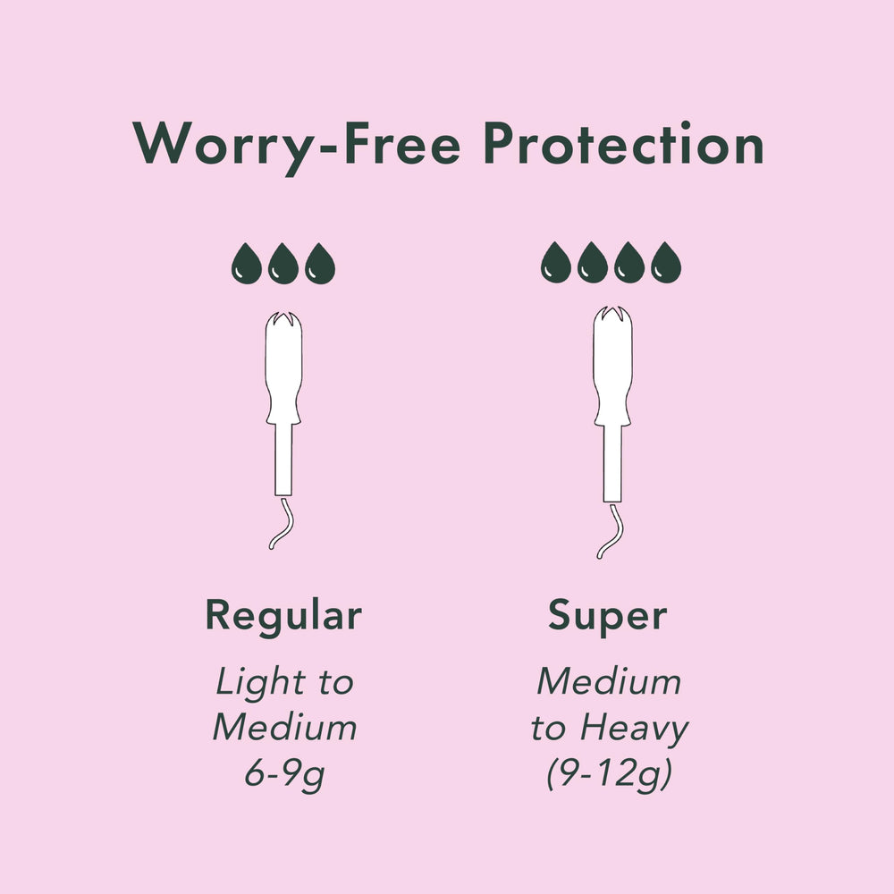 Rael super absorbency tampon designed for heavier flow days.