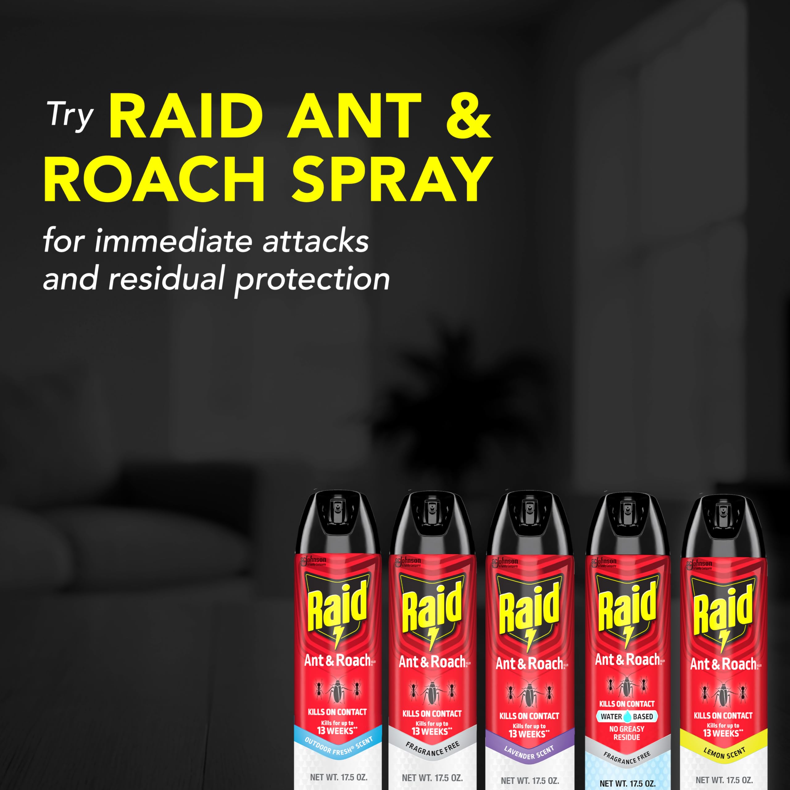 Raid Ant and Roach Killer kills palmetto bugs and roaches broad pest list