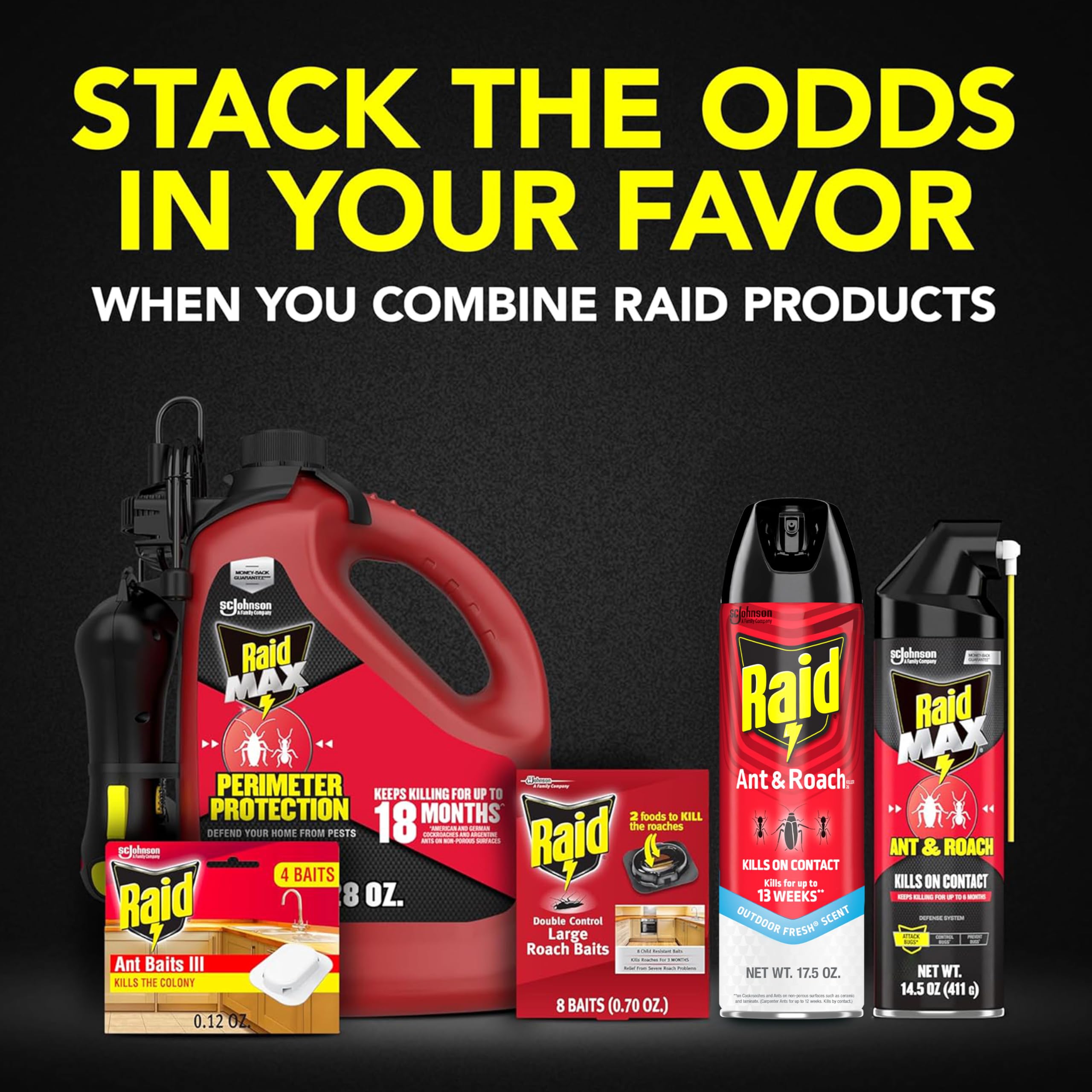 Raid Ant & Roach Killer tackles spiders and stink bugs effectively.