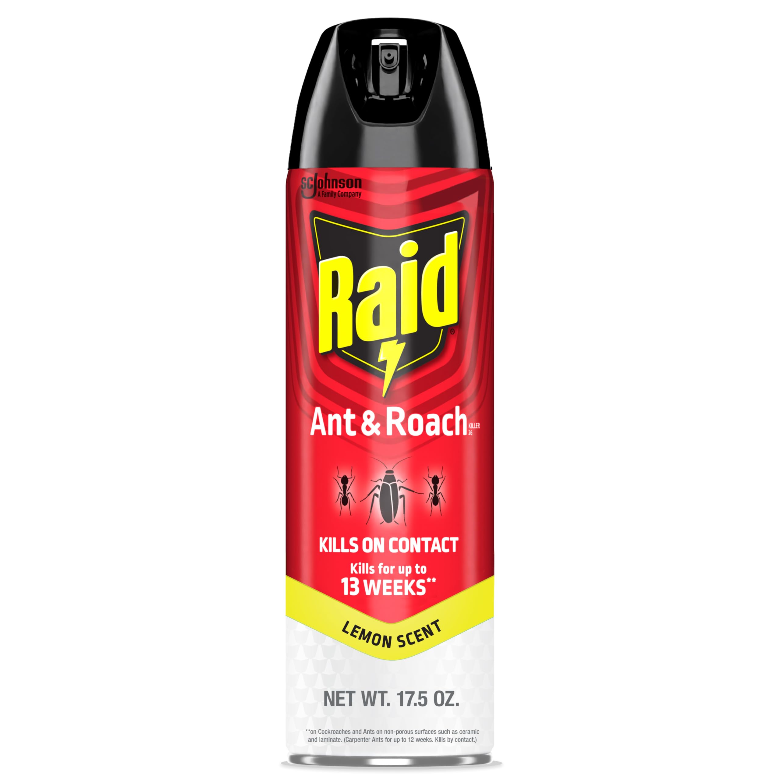 Raid Ant & Roach Killer spray bottle with lemon scent for quick bug control