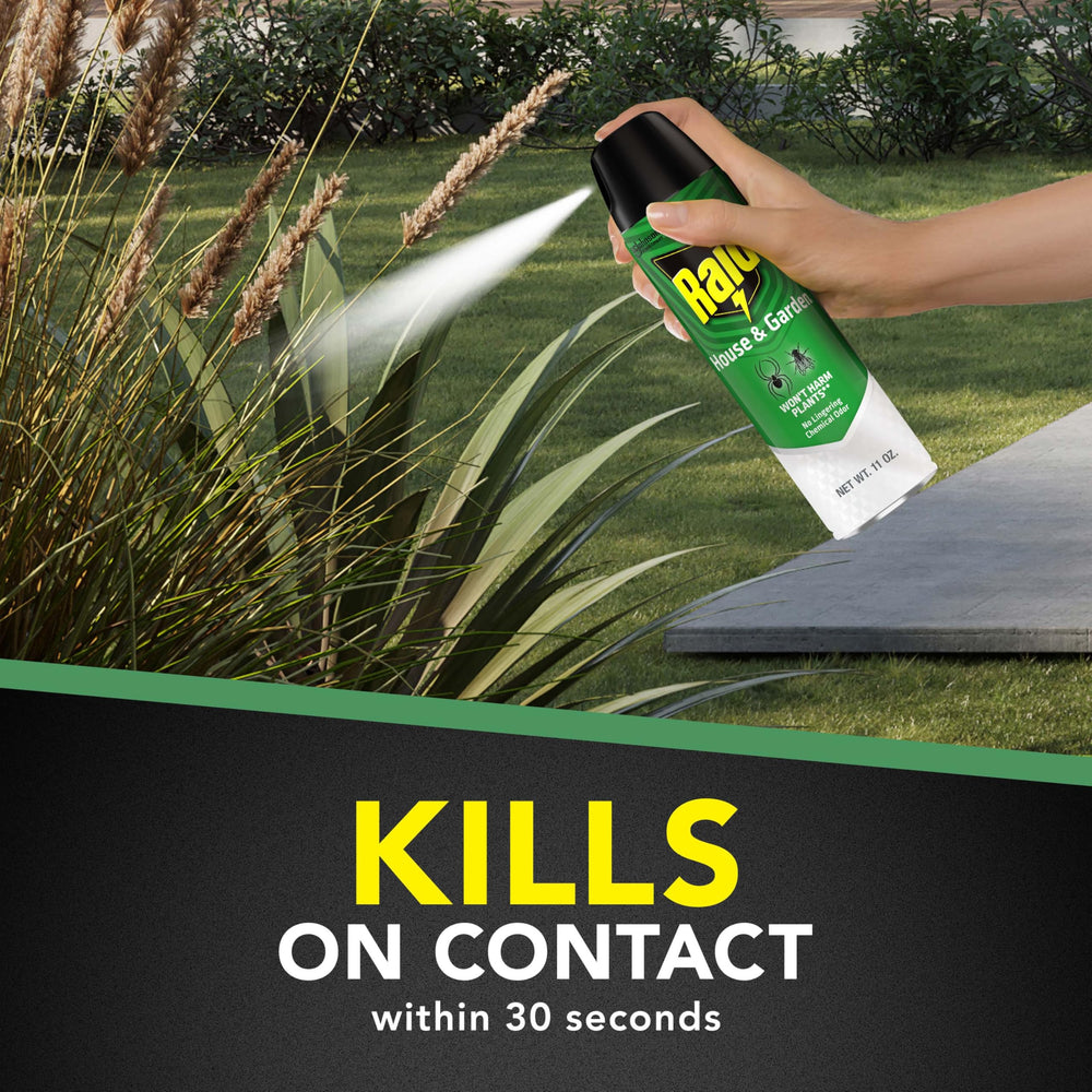 Raid House and Garden spray indoors, convenient pest control with no odor.