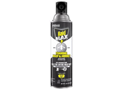 Raid Max foaming wasp killer foam covers a nest for fast outdoor control.