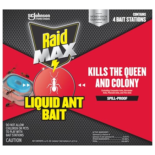 Raid Max ant bait helps disrupt colonies by sharing at the source