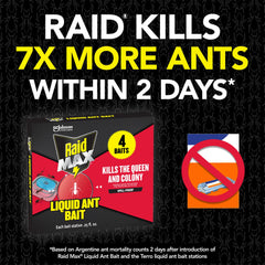 Raid Max packaging close-up shows ready-to-use bait stations for easy setup