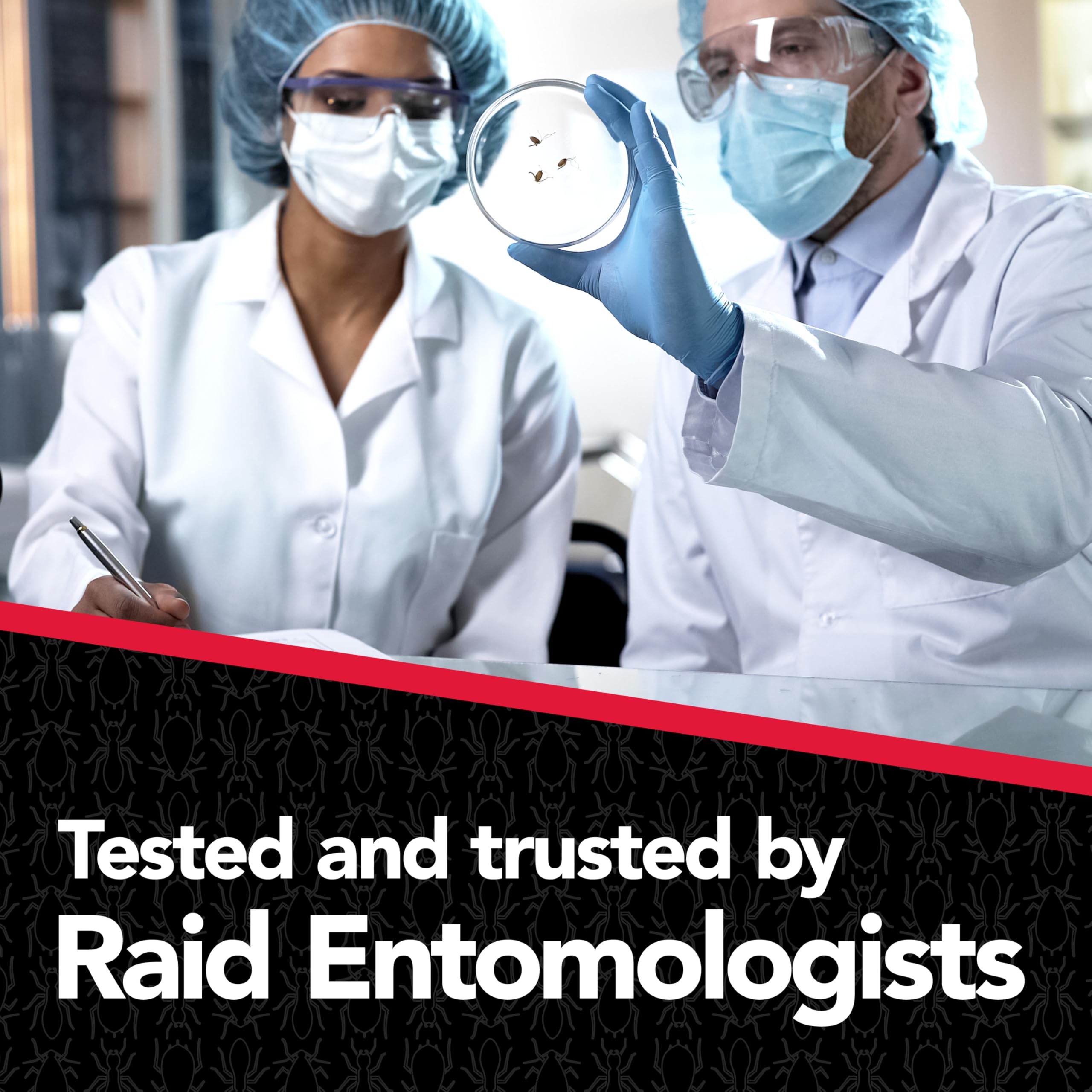 Outdoor setup of Raid Max Liquid Ant Bait near a garden path and patio area.
