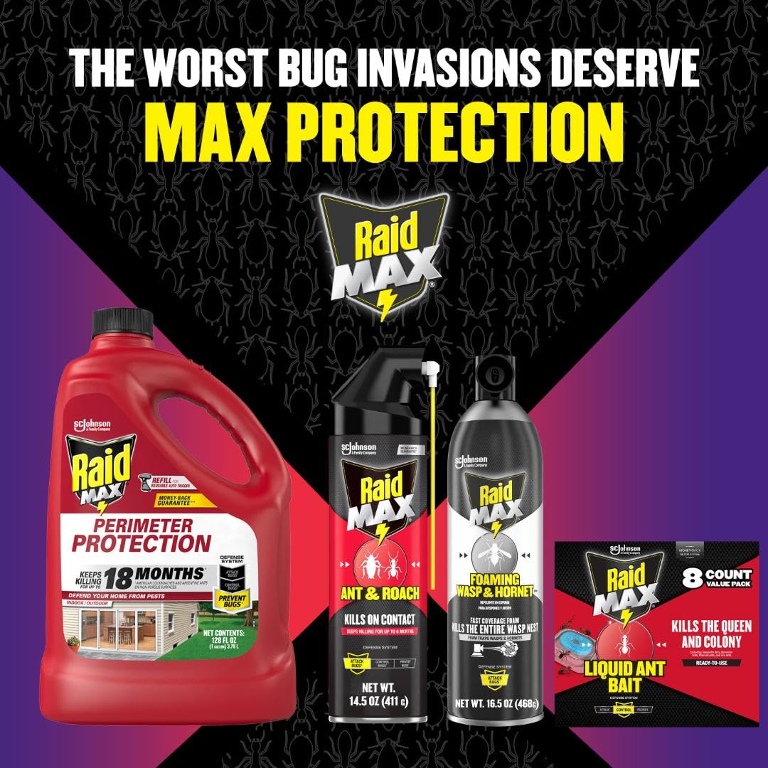 Raid MAX Perimeter Protection broad-scope formula targets many insects for a versatile solution