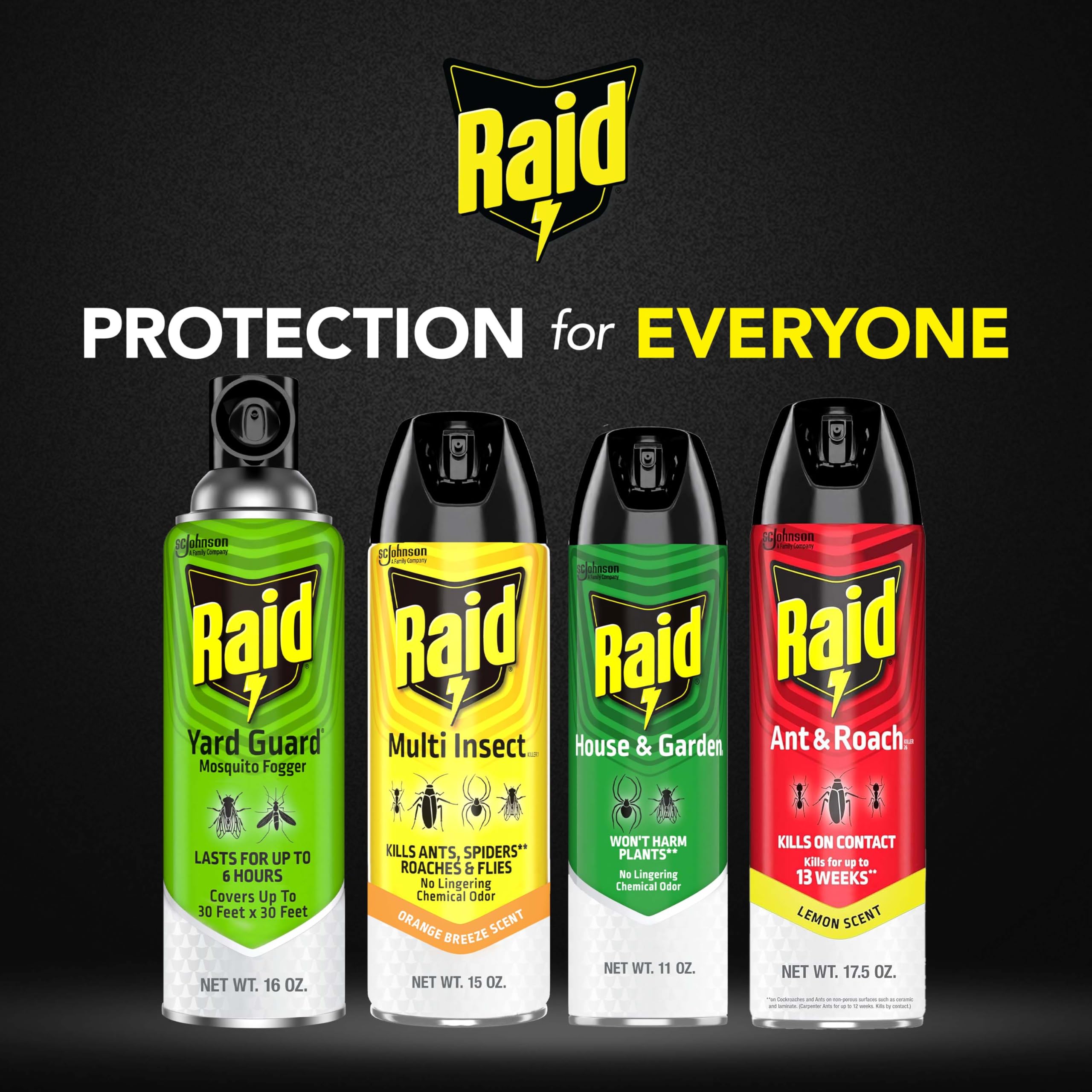 Raid Multi Insect Killer effective against crickets on contact.