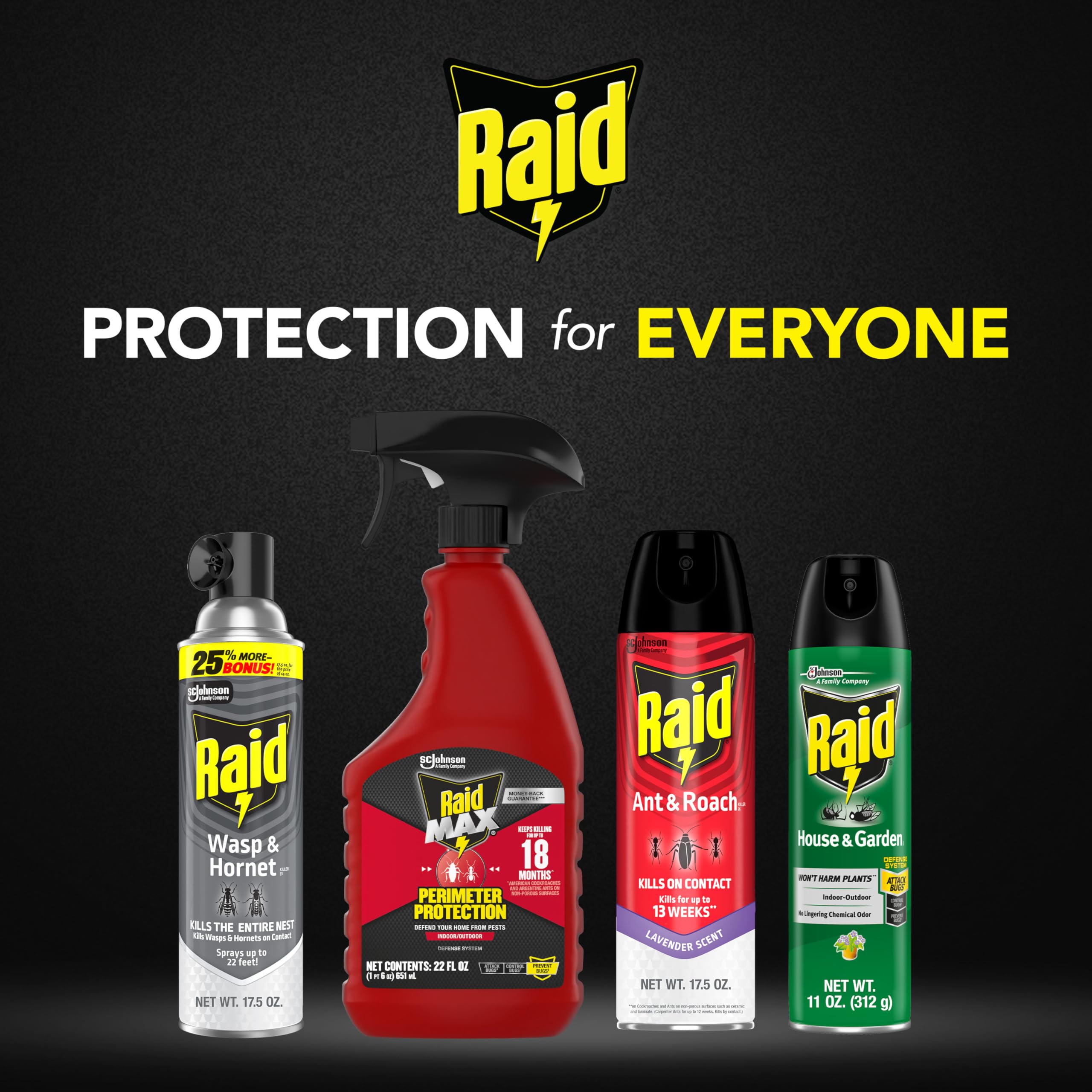 Raid Wasp & Hornet Killer nest removal action on an exterior wall.