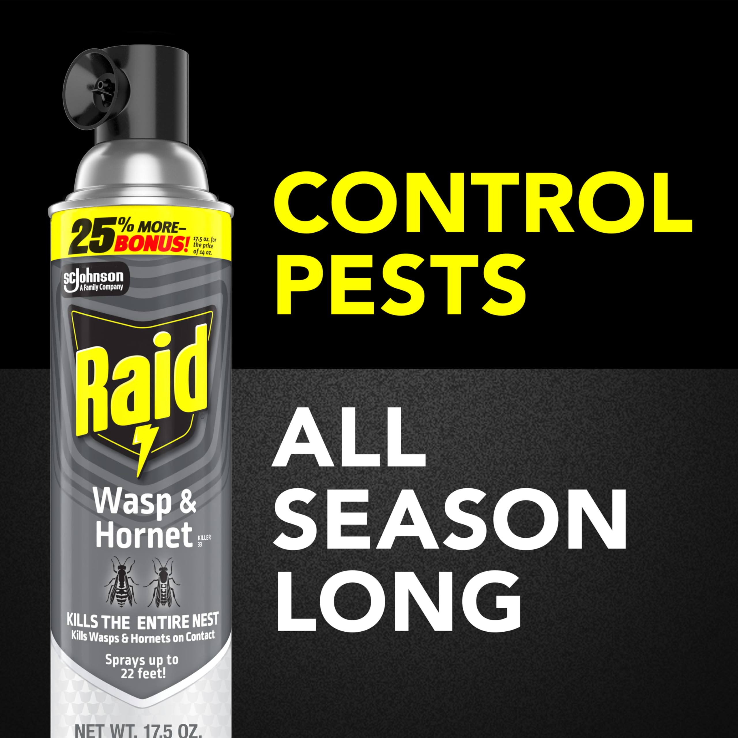 Raid Wasp & Hornet Killer demonstrates non-conductive design for safe use.