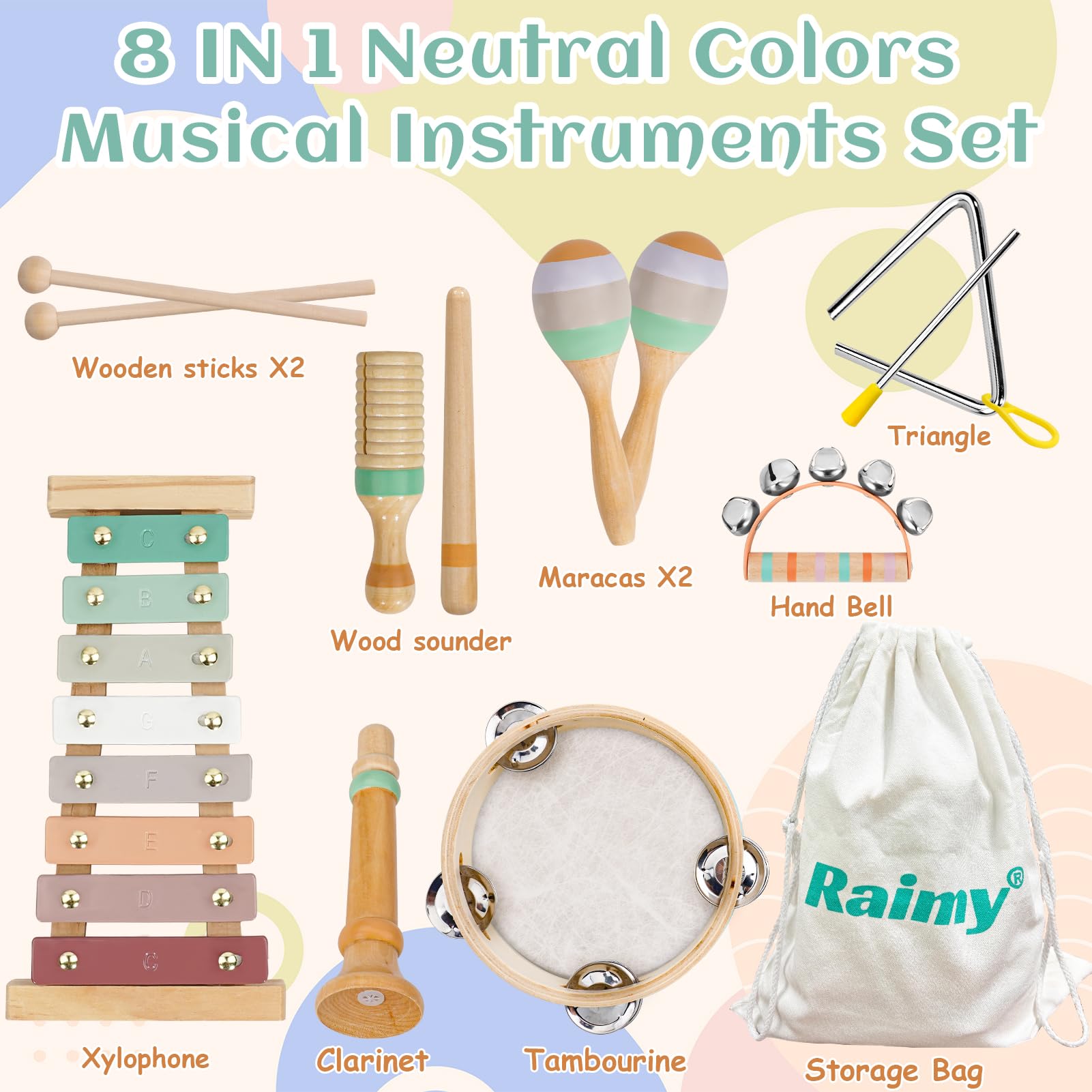 Raimy tambourine with imitation sheepskin offers durable, satisfying shake play