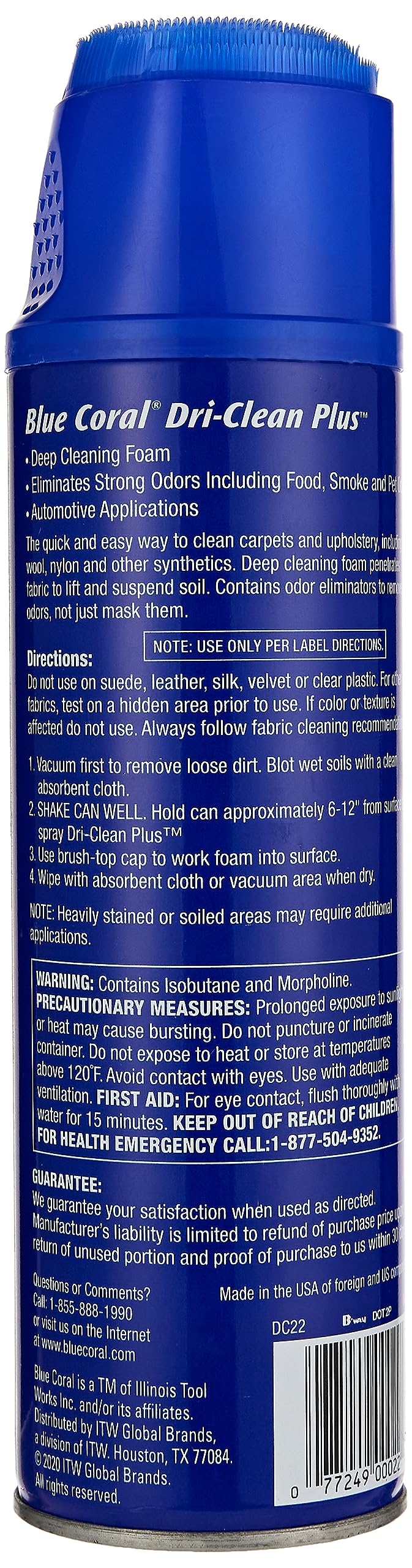 Rain-X Blue Coral Dri-Clean aerosol spray target stains on fabrics.