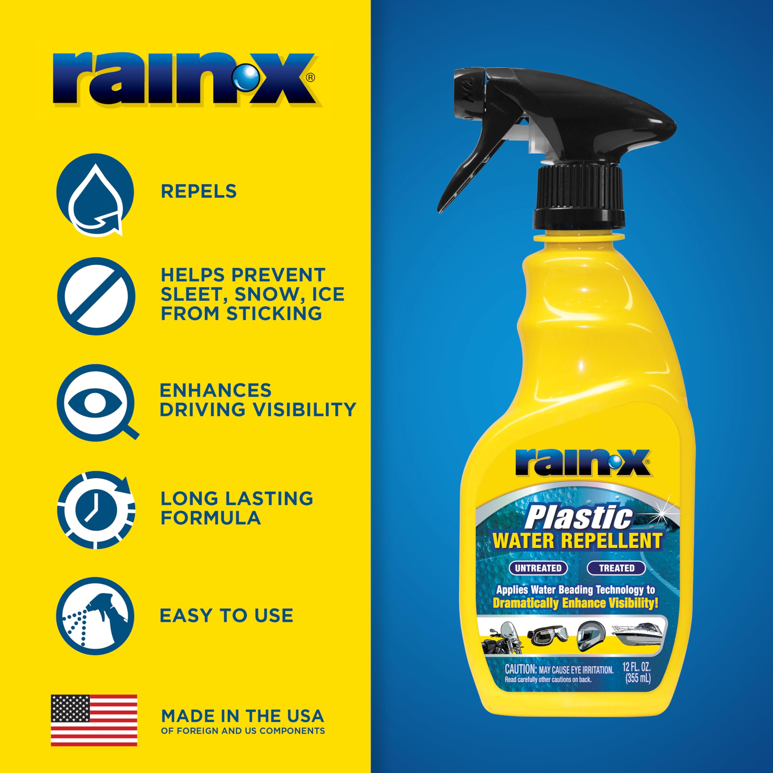 Rain-X hydrophobic plastic coating improves water runoff on plastics