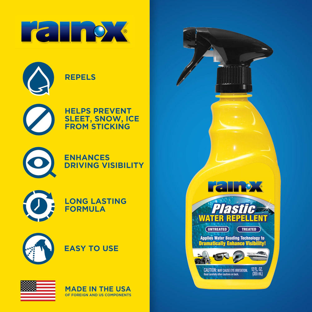 Rain-X hydrophobic plastic coating improves water runoff on plastics
