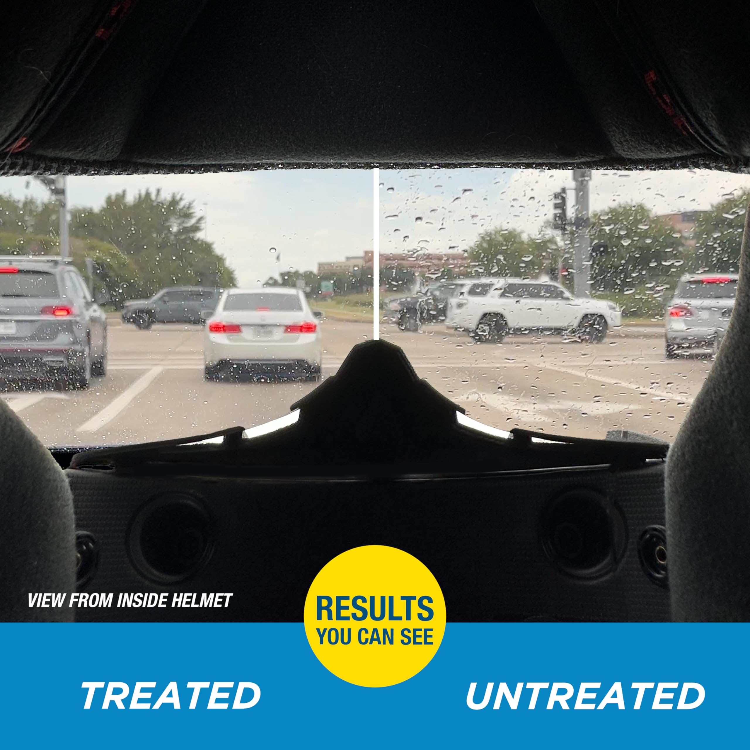 Rain-X used on a marine windshield plastic for clearer visibility