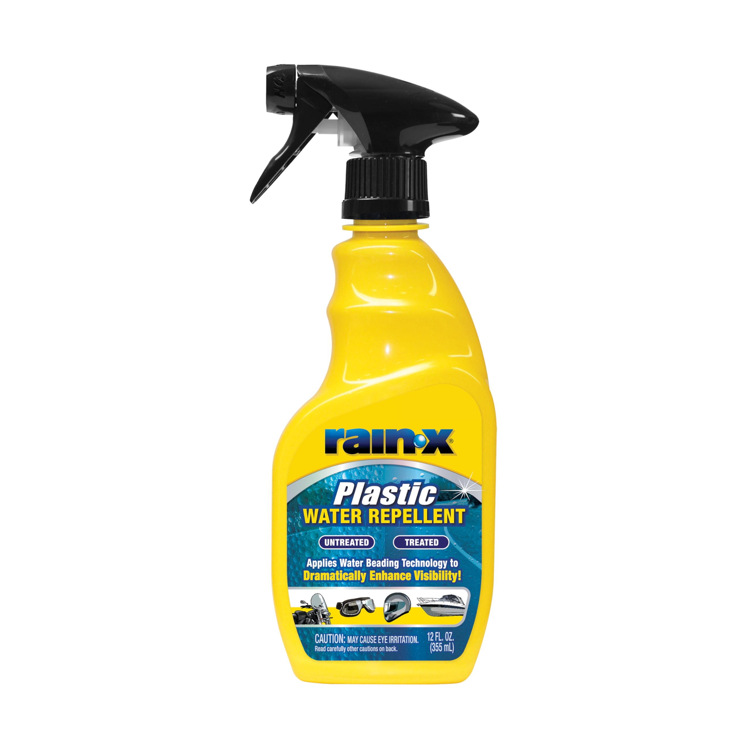 Rain-X plastic treatment bottle demonstrates spray-on application for plastics