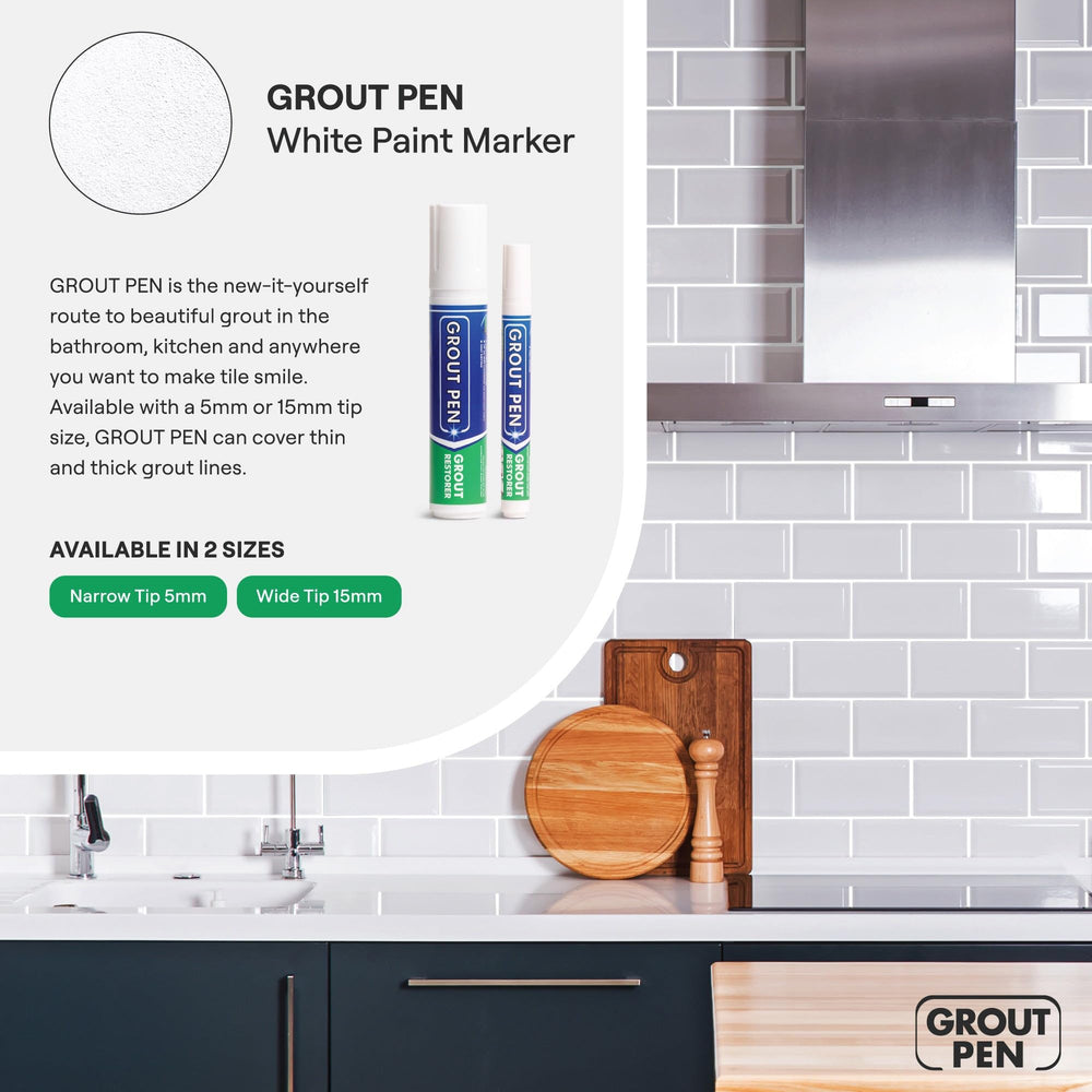 Rainbow Chalk Markers Grout Pen White priming action for vibrant white results.