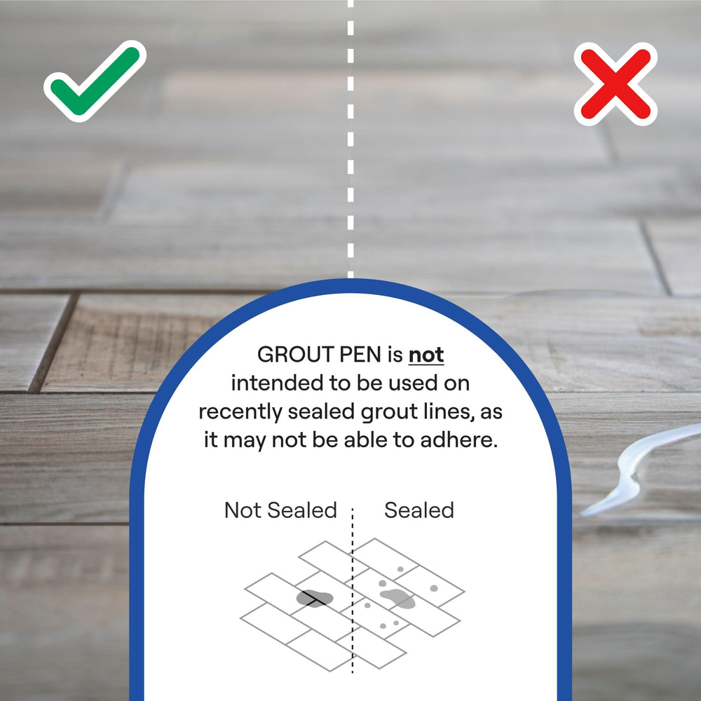 Rainbow Chalk Markers Limited grout pen applying to tile grout lines.