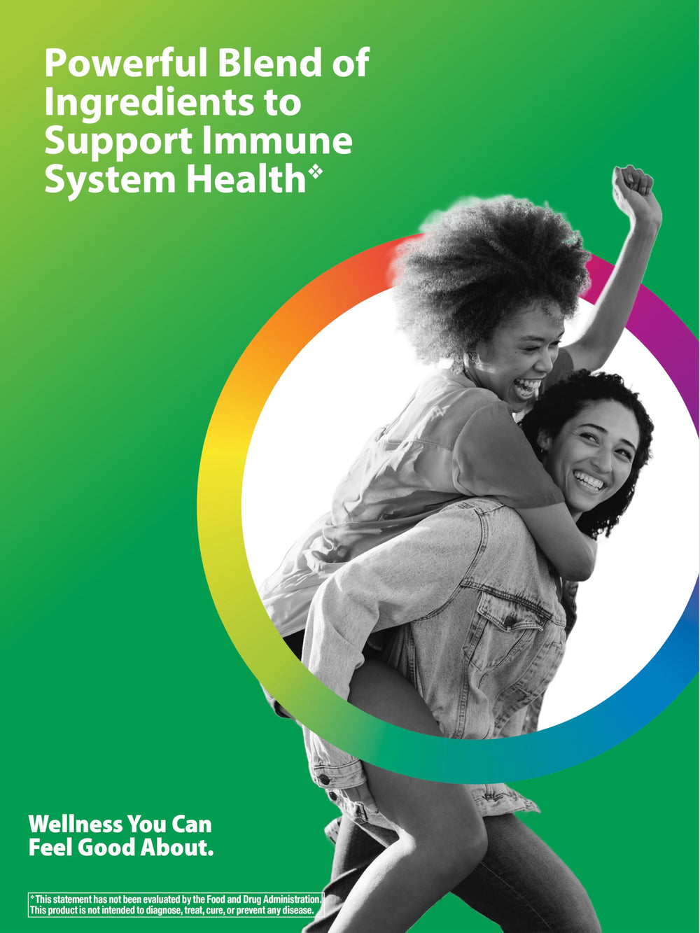 Close-up of vitamin C and zinc ingredients in Rainbow Light Counter Attack.