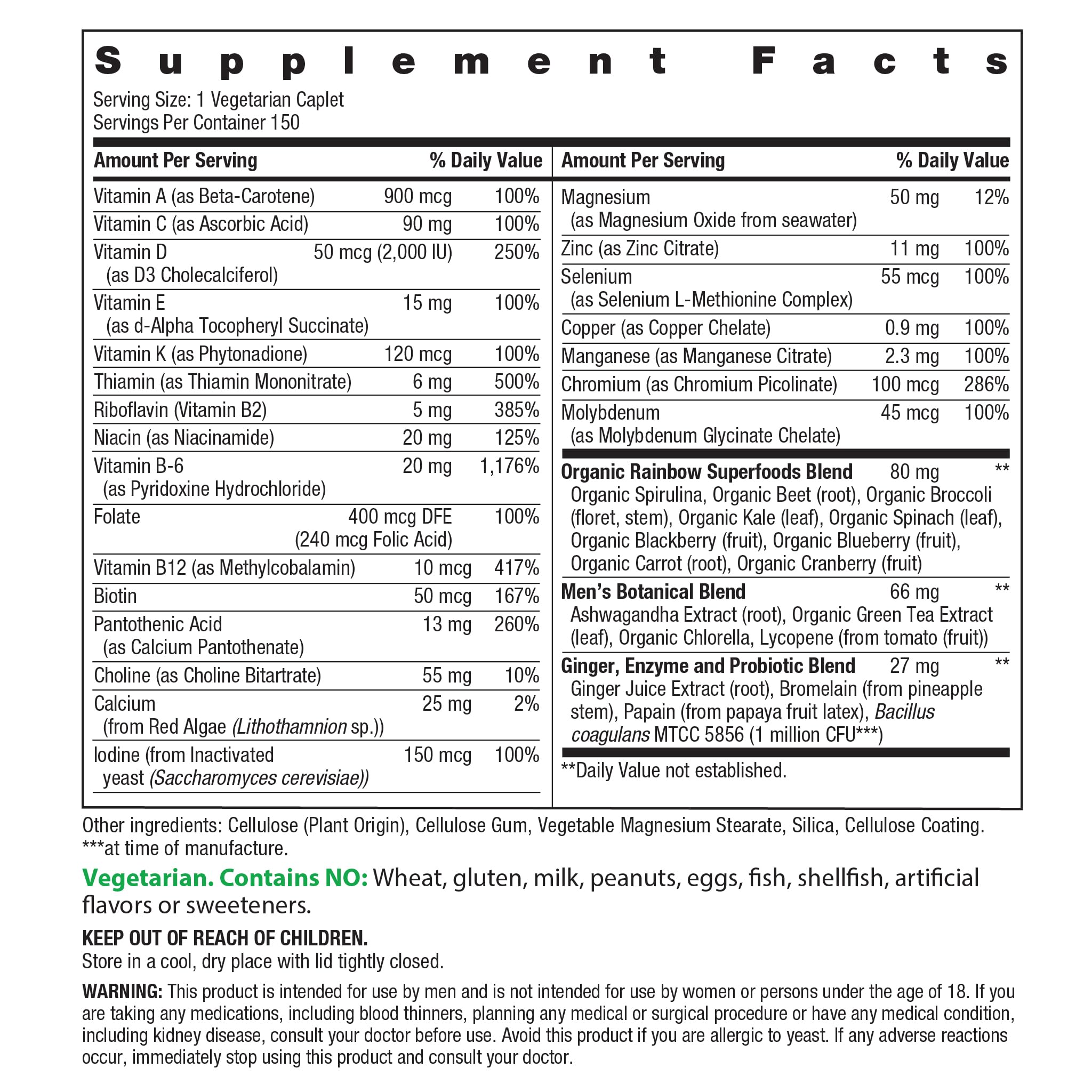 Rainbow Light Men's One+ caplets for simple, one-per-day nutrition.
