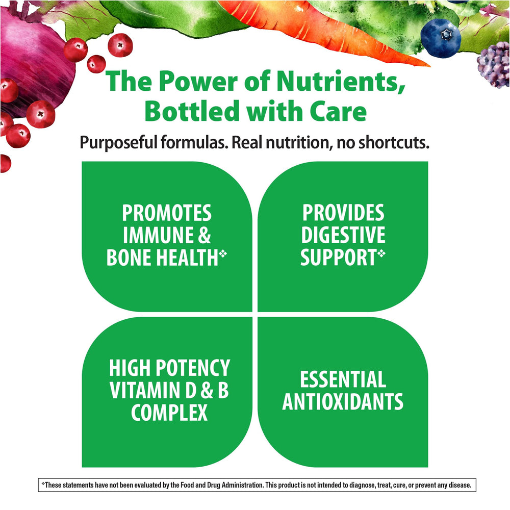 Rainbow Light packaging emphasizes vegetarian, non-GMO formula qualities
