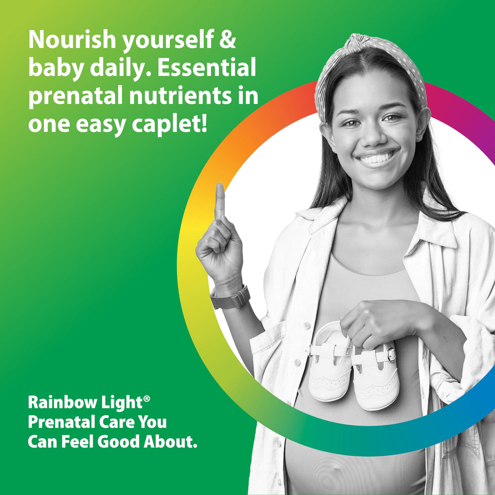 Rainbow Light Prenatal One with spirulina kale nutrients visual