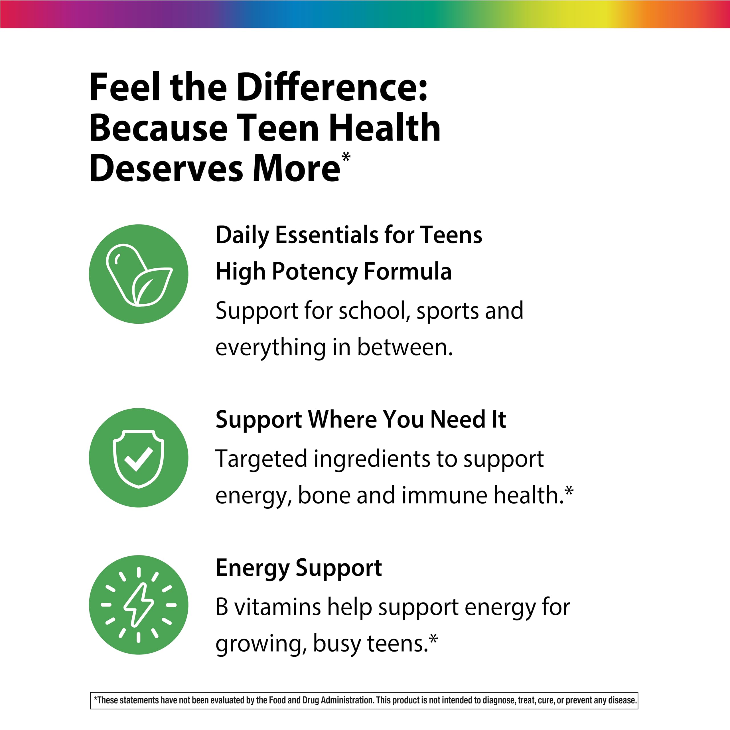 Rainbow Light Teens multivitamin fruit punch packaging designed for teens