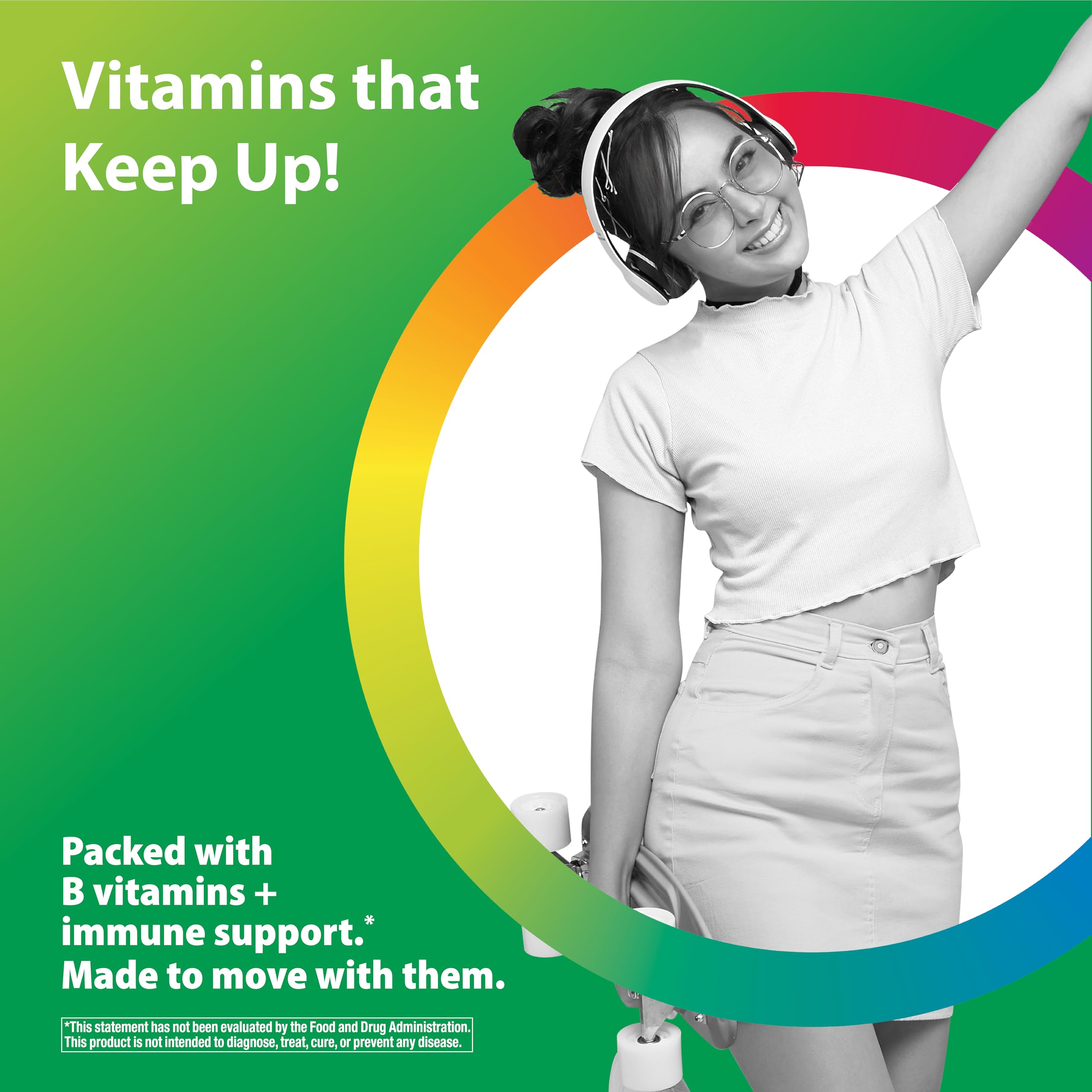 Rainbow Light Teens multivitamin label detail showing gluten-free vegetarian formula
