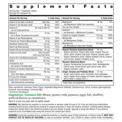 Rainbow Light Women's Multivitamin One+ bottle label highlights Real Food nutrients