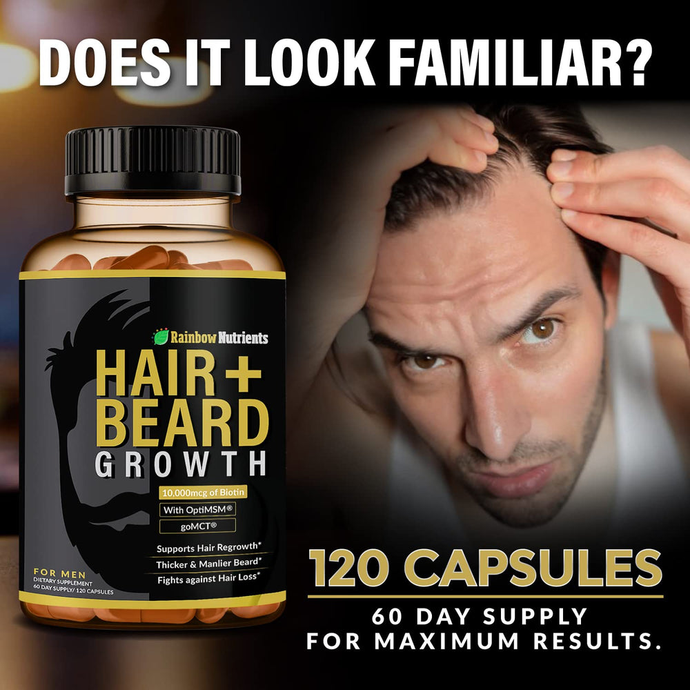 Rainbow Nutrients biotin capsules for hair health and natural shine.