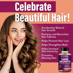 Rainbow Nutrients Hair Growth bottle pour demonstrates easy daily dosage.