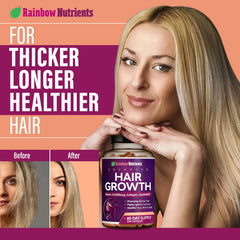 Rainbow Nutrients Hair Growth label details show key ingredients.