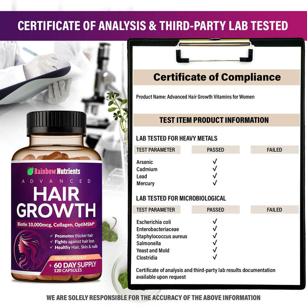 Rainbow Nutrients Hair Growth pill organizer view implies simple scheduling.