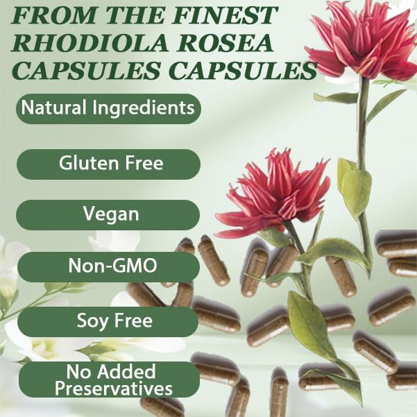 Raipult Floraviva Rhodiola label emphasizes non-GMO and gluten-free formula
