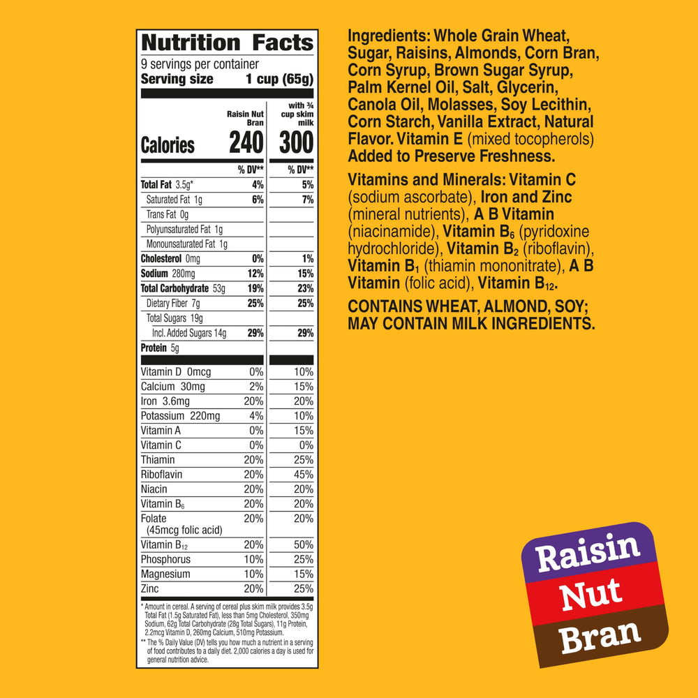 Raisin Nut Bran almonds add crunch to your morning bowl.