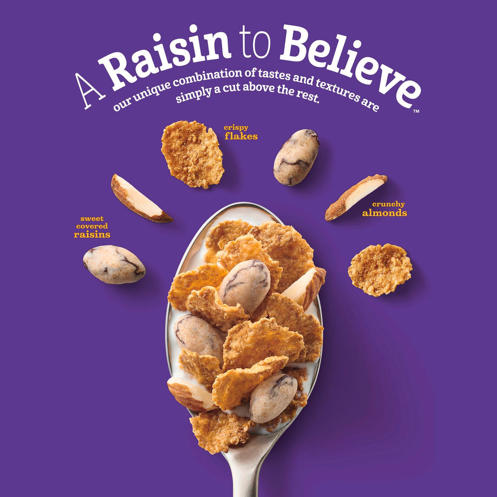 Raisin Nut Bran served with milk for a quick breakfast.