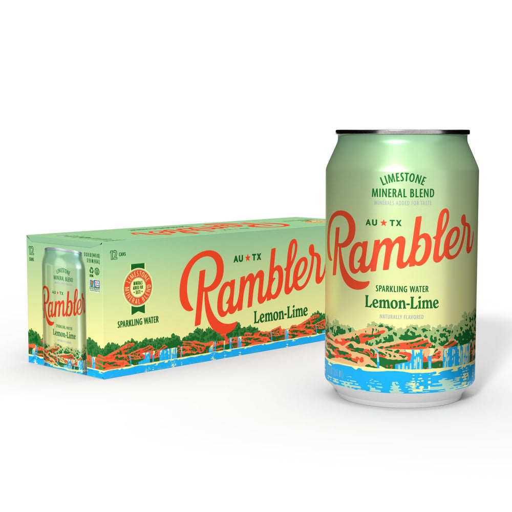 RAMBLER AUTX lemon-lime bottle showing mineral-balanced refreshment