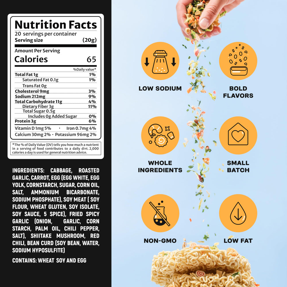 Close-up of separate chili flakes pack from Ramen Bae for customizable heat.