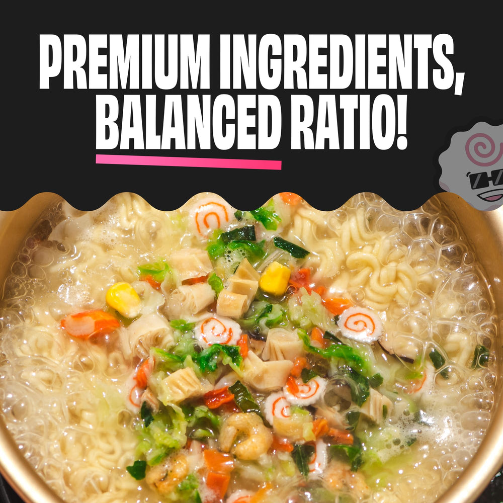 Ramen Bae vegetable chunks in bowl – vibrant garnish elevates noodle dishes.