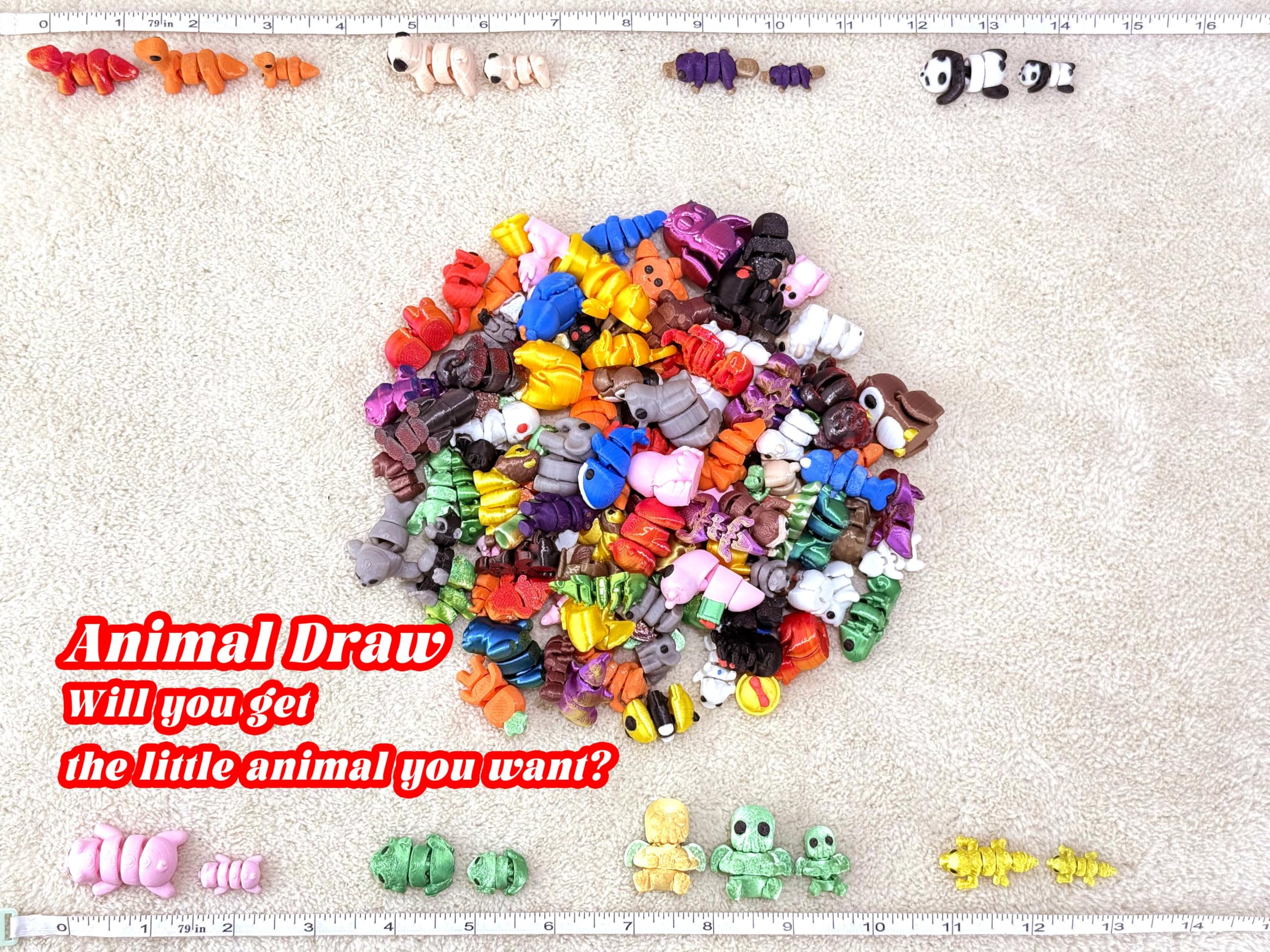 Random 3D-printed animals mini figurine set adds charm to shelves and collections.