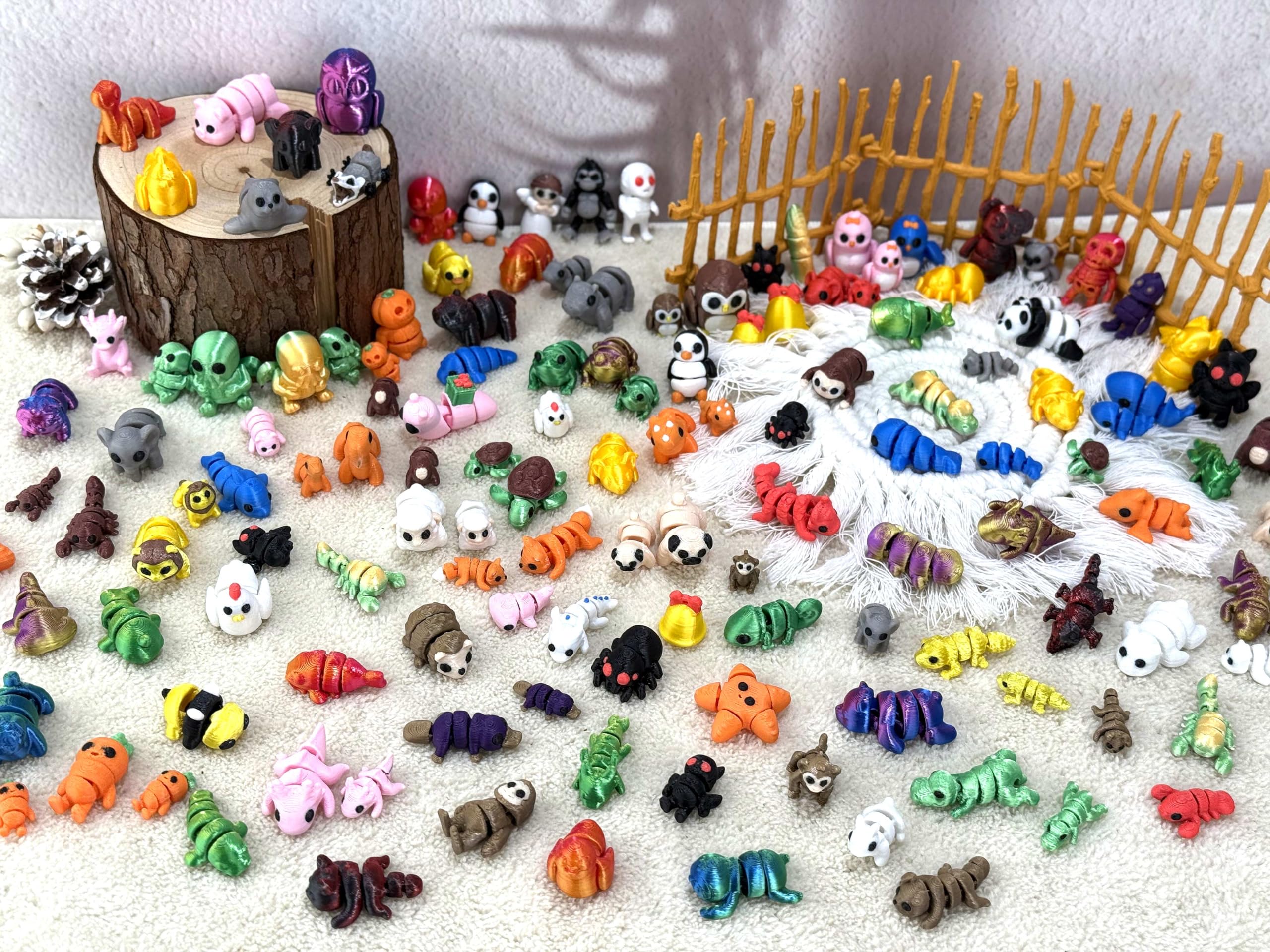 Random 3D-printed animals mini figurine captures lifelike textures for display.