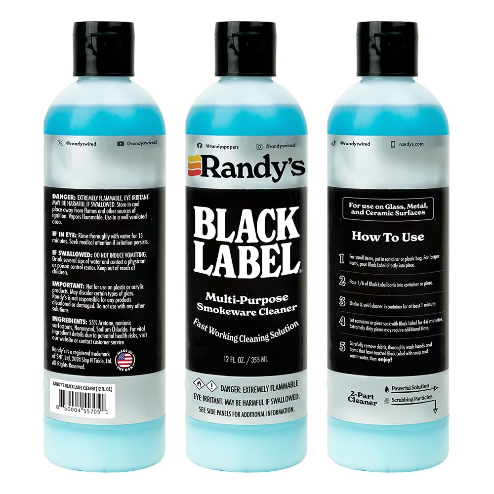 Randy's Black Label Cleaner on glass-top surface achieving clear shine
