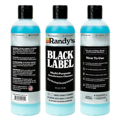 Randy's Black Label Cleaner on glass-top surface achieving clear shine
