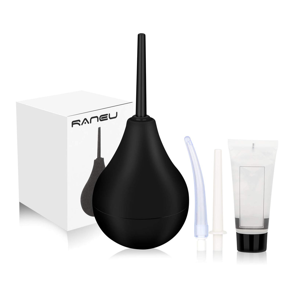 RANEU enema bulb kit with three nozzles for versatile personal care.