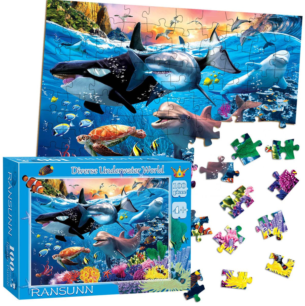 RANSUNN Underwater World puzzle being played by kids fosters teamwork and patience.