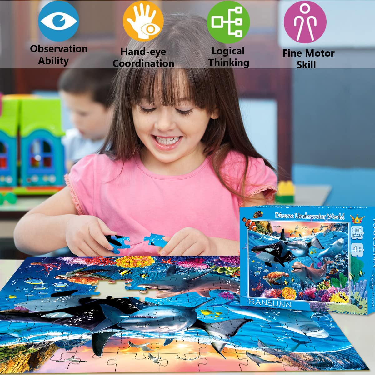 RANSUNN Underwater World puzzle storage box keeps pieces organized and tangle-free.