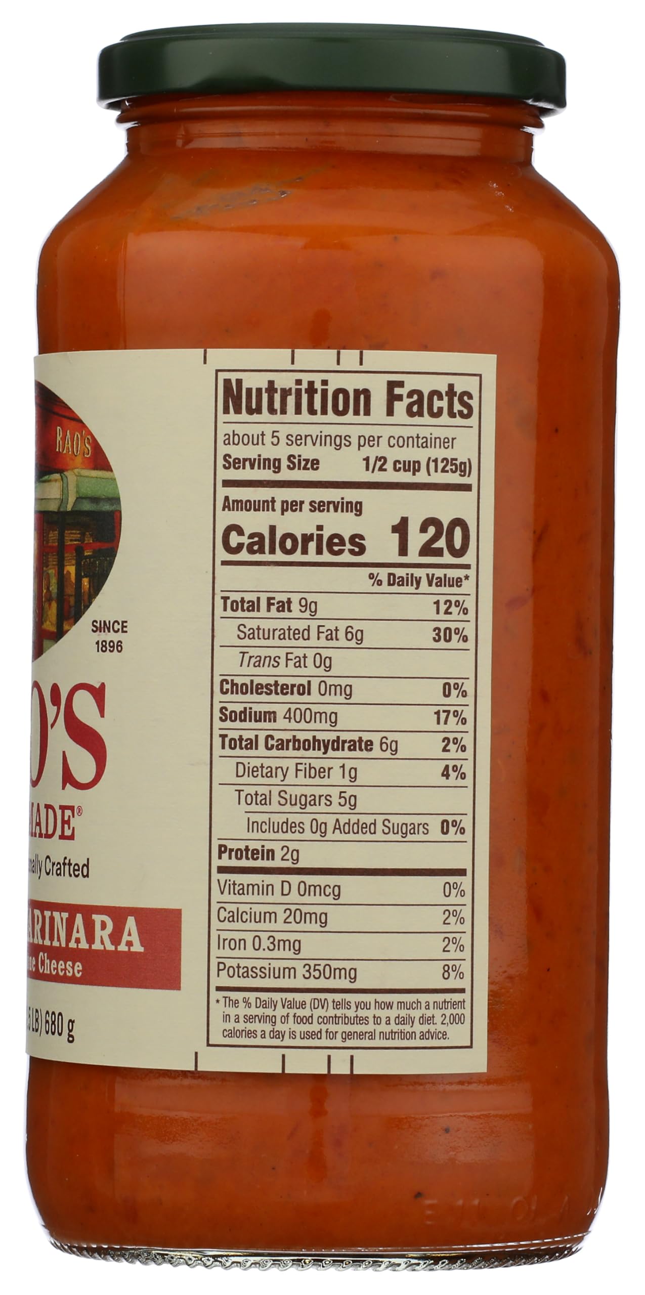 Rao's Creamy Marinara with Mascarpone ingredients highlight rich Italian flavor.