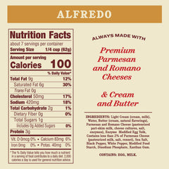 Rao's Alfredo sauce pours over fettuccine for a rich, smooth coating.